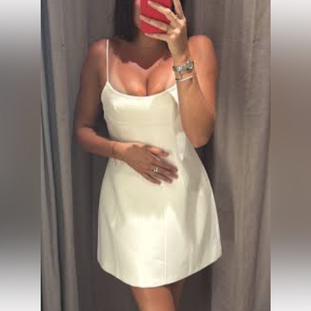 Zara Spaghetti-Strap Mini Dress in Ivory